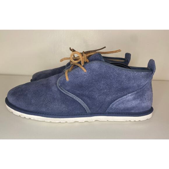 UGG CHUKKA BOOTS MENS 13 SUEDE LEATHER MAKSIM BLUE WOOL LINED LACE UP COMFORT - Picture 2 of 14